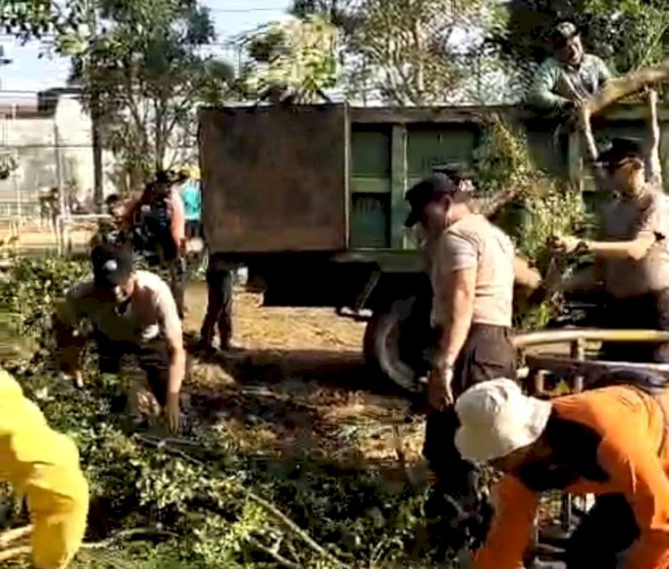 Sinergi Tiga Pilar, Polres Madiun Kota Kerja Bakti di Lokasi Dapur MBG Dukung Program Nasional